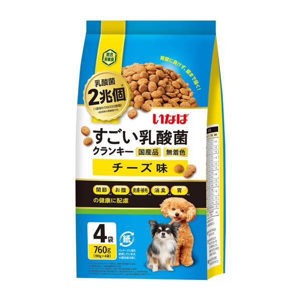 アウトレット品　ドッグフード　いなば　すごい乳酸菌クランキー　１９０ｇ×４袋　チーズ味　７６０ｇ　訳...