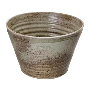 アウトレット品　大型手作り山野草鉢　益子焼　彩（ＳＡＩ）　古信楽　鉢底穴あり　直径２２．５ｃｍ　植木鉢　山野草　盆栽鉢　訳あり