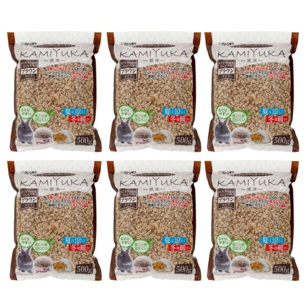 シーズイシハラ　クリーンモフ　小動物用床材　ＫＡＭＩＹＵＫＡ　〜紙床〜（ブラウン）　５００ｇ×６