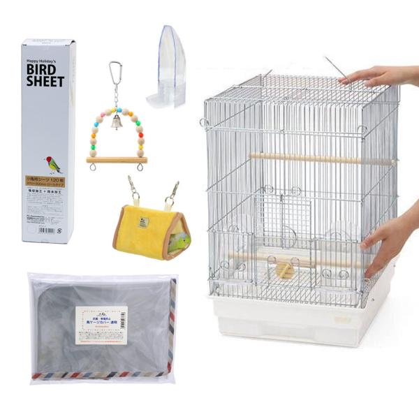 鳥かご　セキセイインコ＆小型インコ＆フィンチ向け　スターターセット（ケージサイズ：３７×４１．５×５...