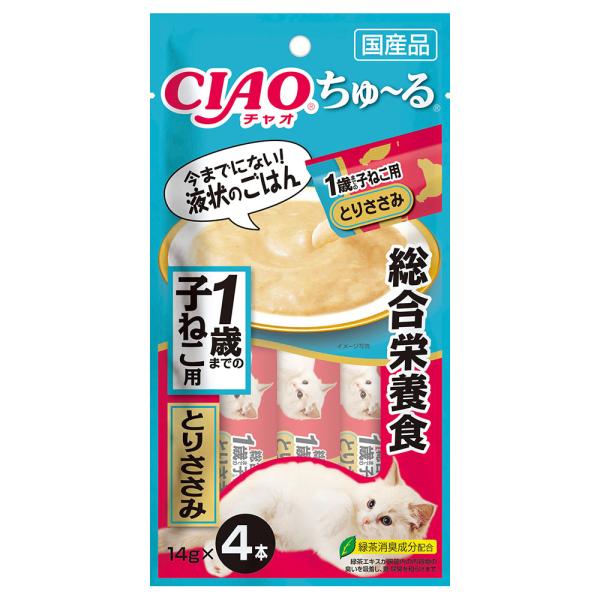 いなば　ＣＩＡＯ　ちゅ〜る　総合栄養食　１歳までの子ねこ用　とりささみ　１４ｇ×４本　ちゅーる　チュ...