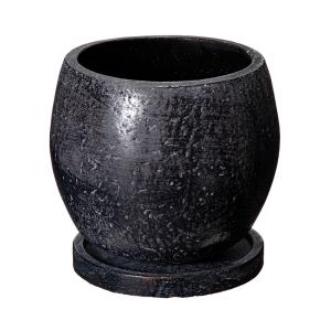 プライングリーズボウル M ブラック 受け皿付き 植木鉢