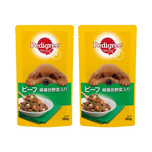 ペディグリー　パウチ　成犬用　旨みビーフ＆緑黄色野菜　１３０ｇ×２個　ドッグフード