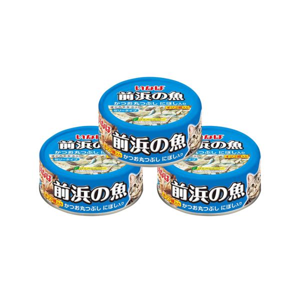 いなば　前浜の魚　かつお丸つぶし　にぼし入り　１１５ｇ×３缶　キャットフード