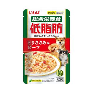 いなば　犬用　低脂肪　パウチ　とりささみ＆ビーフ　８０ｇ　ドッグフード　低脂肪　パウチ　４８袋