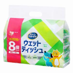 アイリスオーヤマ　ペット用ウェットティッシュ　８０枚入×８個パック　ＰＷＴ−８Ｐ｜チャーム charm ヤフー店