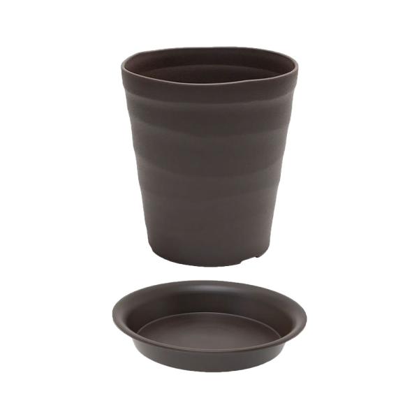 鉢　アップルウェアー　クラフトポット　２１型　ダークブラウン　プレート付き
