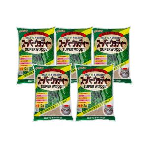 猫砂　常陸化工　固まる木製猫砂　スーパーウッディ　１２Ｌ×５袋　固まる　燃やせる　お一人様１点限り