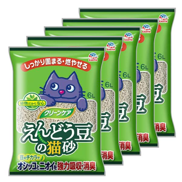 猫砂　クリーンケア　えんどう豆の猫砂　６Ｌ×５袋　お一人様１点限り