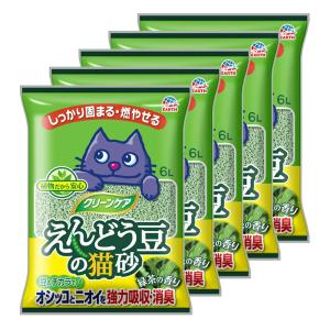 猫砂 クリーンケア えんどう豆の猫砂 緑茶の香り 6L 5袋入り お一人様1点限り
