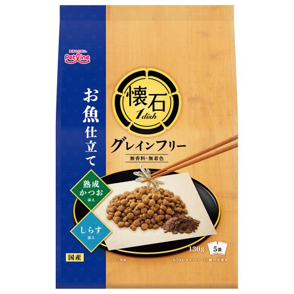 キャットフード　ペットライン　懐石１ｄｉｓｈ　グレインフリー　お魚仕立て　熟成かつおとしらす添え　６...