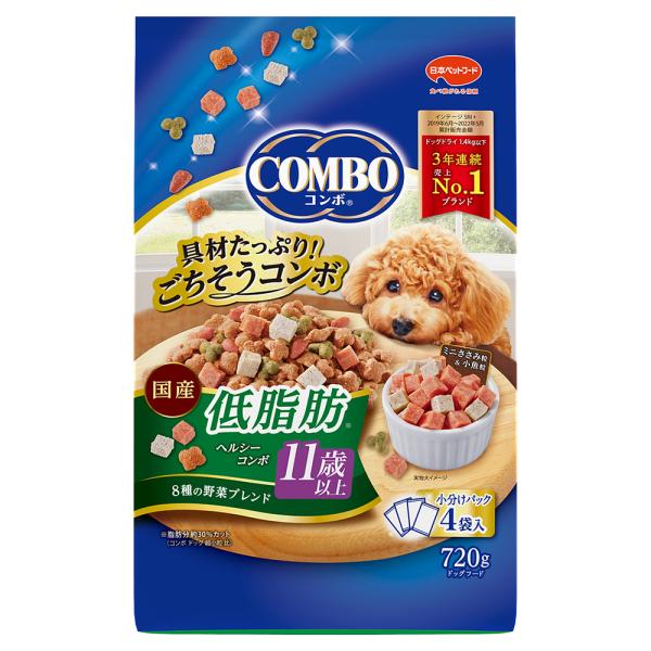 ドッグフード　コンボ　ドッグ　低脂肪　１１歳以上　７２０ｇ（１８０ｇ×４袋）