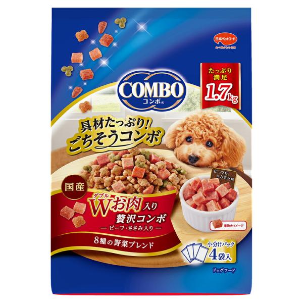 ドッグフード　コンボ　ドッグ　Ｗお肉入り　１．７ｋｇ（４２５ｇ×４袋）