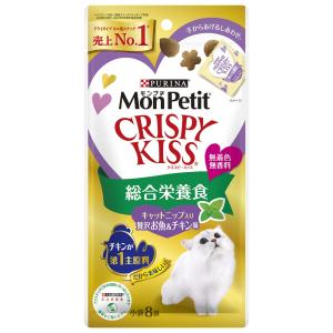 キャットフード　モンプチ　クリスピーキッス　総合栄養食　キャットニップ入り贅沢お魚＆チキン味　２４ｇ