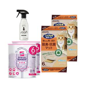 ニャンとも清潔トイレ 脱臭 抗菌マット 6枚入×2個 ＋クイックルハンディ取替え用×2個 ＋除菌スプレー