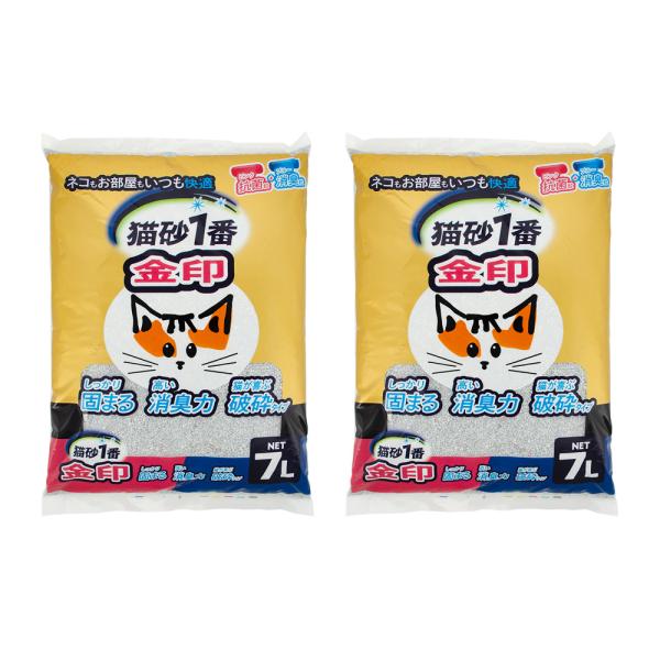 猫砂　固まる猫砂　猫砂１番　金印　７Ｌ×２袋　ベントナイト　国産