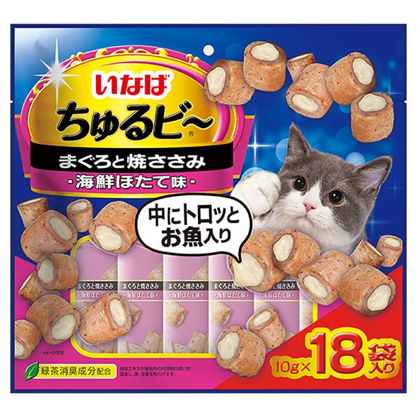 いなば　ちゅるビ〜　まぐろと焼ささみ　海鮮ほたて味　１８袋入り　１０ｇ×１８袋