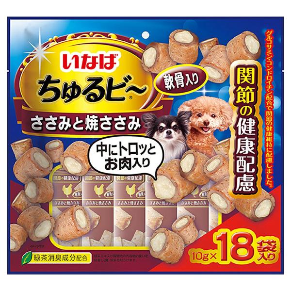 いなば　ちゅるビ〜　ささみと焼ささみ　軟骨入り　関節の健康配慮　１８袋入り　１０ｇ×１８袋