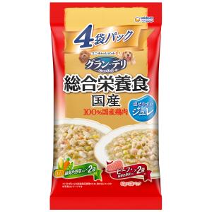 グラン・デリ　総合栄養食国産パウチ　ジュレ　成犬用　緑黄色野菜入り×ビーフ入り　６５ｇ×４袋｜chanet