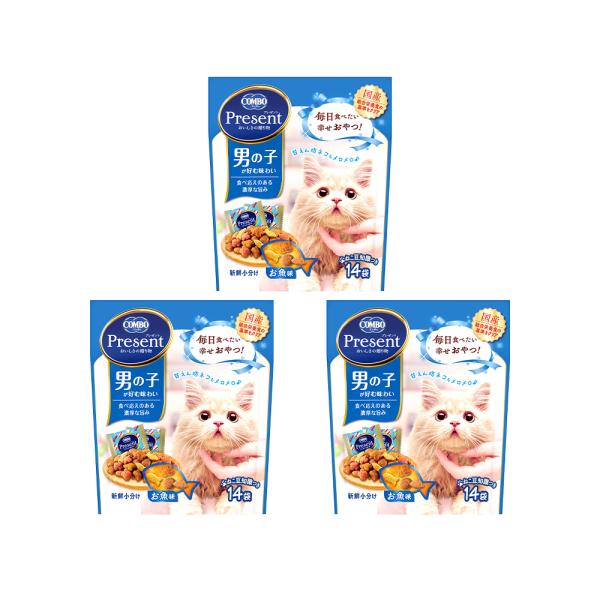 コンボ　プレゼント　キャット　おやつ　男の子　お魚味　４２ｇ（３ｇ×１４袋）　３個入り