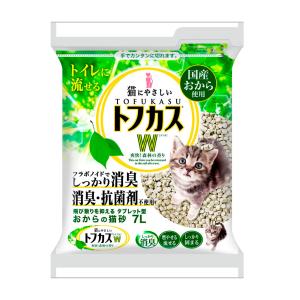 猫砂　お一人様４点限り　トフカスＷ（ダブル）　７Ｌ　おからの猫砂　固まる　燃やせる　流せる