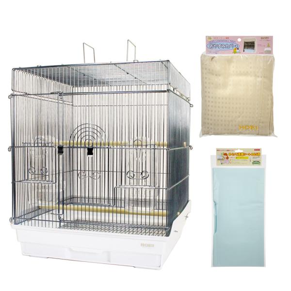 鳥かご　ＨＯＥＩ　小型インコ　中型インコ　飼育スターターセット（４６．５×４６．５×５６．５ｃｍ）ホ...