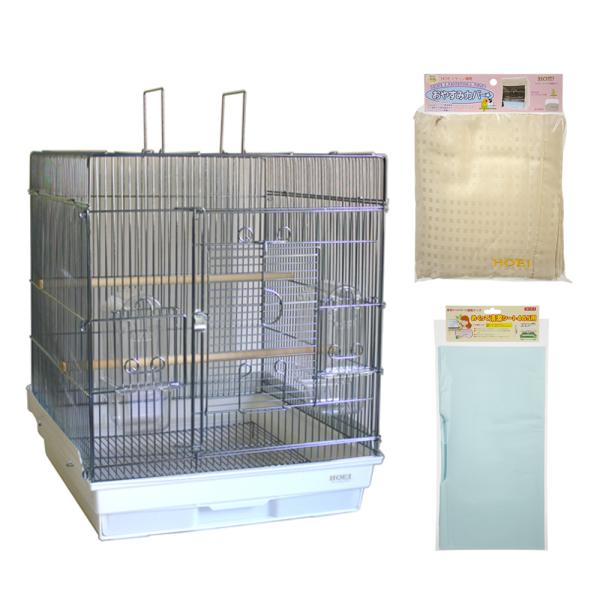 鳥かご　ＨＯＥＩ　４６５インコ手のりＧ　飼育スターターセット（４６．５×４６．５×５６．５ｃｍ）ホワ...