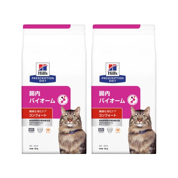 ヒルズ　プリスクリプション　ダイエット　猫用　腸内バイオームコンフォート　２ｋｇ×２　繊維　消化ケア...