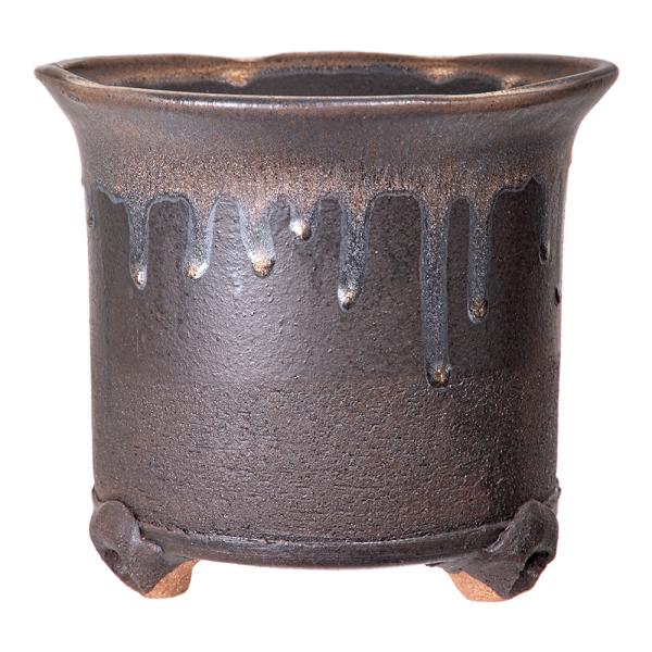 盆栽鉢　信楽焼　植木鉢　ソリひねり金彩　６．５号　多肉植物　山野草