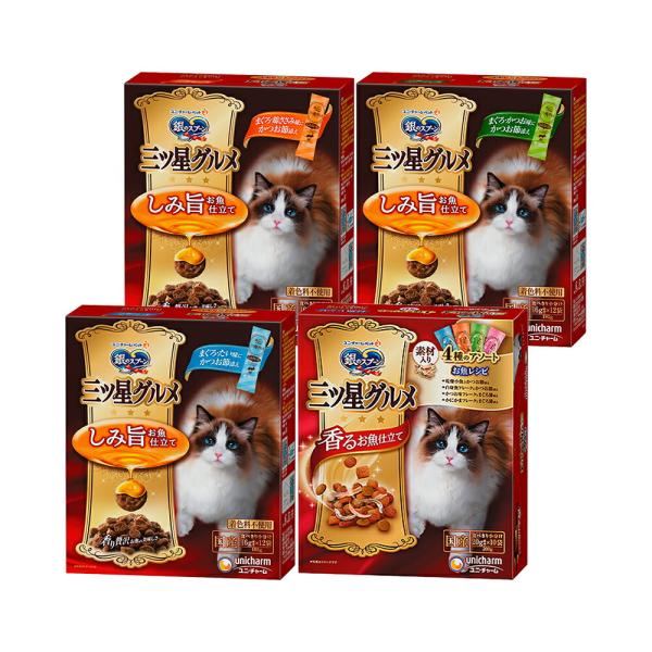 キャットフード　銀のスプーン　三ツ星グルメ　しみ旨お魚仕立て　３種　各１箱＋お魚レシピに贅沢素材　４...