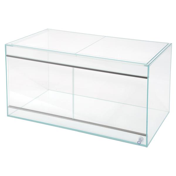 （大型）スーパークリア　パルダリウム水槽　９０×４５×４５ｃｍ　フランジ＋通水穴＋ガラスフタ付　本州...