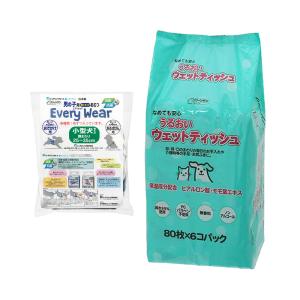 【小型犬の男の子用おむつおまけ付】クリーンワン　うるおいウェットティッシュ　８０枚×６個パック　お一人様４点限り｜chanet