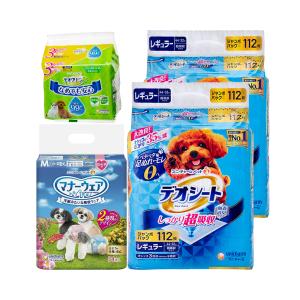 【送料無料】定期便　ペットシーツ　レギュラー　１１２枚×２個＋デオクリーン　ウェットティッシュ　つめかえ用＋マナーウェア　女の子　Ｍ｜chanet