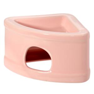 ｆｕｕ　小動物用ハムサイズ　陶器のコーナーハウスｗｉｔｈディッシュ　ピンク　ハムスター　ハウス　隠れ家　エサ入れ