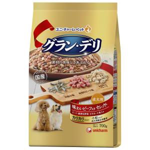 ドッグフード　グラン・デリ　カリカリ仕立て　成犬用　味わいビーフ入りセレクト　７００ｇ（３５０ｇ×２袋）×９｜chanet