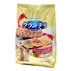 ドッグフード　グラン・デリ　カリカリ仕立て　成犬用　味わいビーフ入りセレクト　１．６ｋｇ（４００ｇ×４袋）×４｜chanet