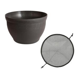 スドー　メダカの小鉢　しこく（紫黒）＋メダカ鉢の保護ネット　丸型（小）｜chanet