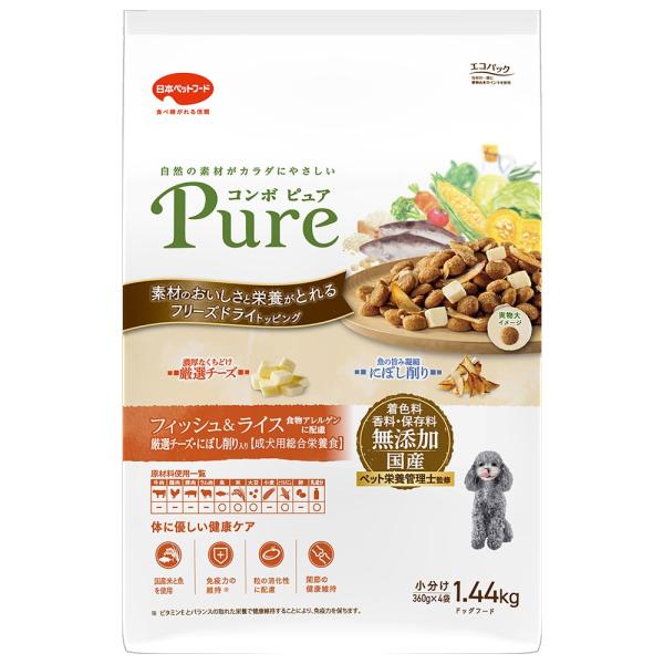 ドッグフード　コンボ　ピュア　ドッグ　フィッシュ＆ライス　１．４４ｋｇ（３６０ｇ×４袋）
