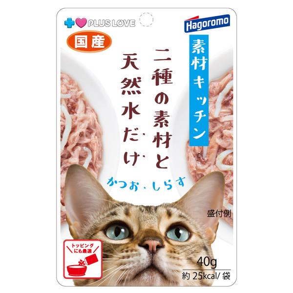プラスラブ　素材キッチン　二種の素材と天然水だけ　かつお・しらす　猫用　４０ｇ　キャットフード　ウェ...