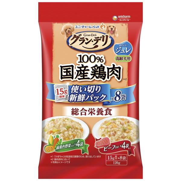 ユニ・チャーム　グラン・デリ　１００％国産鶏肉パウチ　使い切りパック　総合栄養食　ジュレ　高齢犬用　...