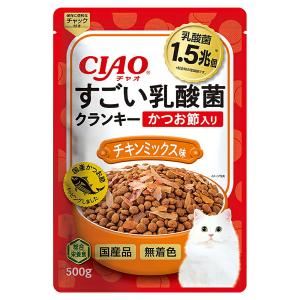 キャットフード　いなば　ＣＩＡＯ　すごい乳酸菌クランキー　かつお節入り　チキンミックス味　５００ｇ×１２