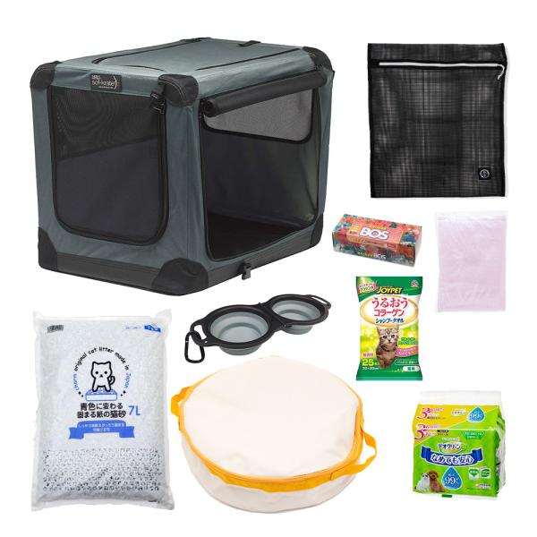猫用　防災グッズ　基礎セット（フード・水なし、ソフクレート色おまかせ）　災害
