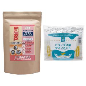 賞味期限２０２４年７月３０日　ドクタープロ　ポーク＆フィッシュ　デンタル・ヘルスケア　８００ｇ　＋　ビフィズス菌サプリメント　ヨーグルト風味　７０ｇ｜chanet