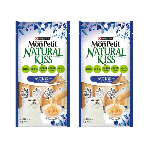 モンプチ　ナチュラルキッス　かつお入りまぐろゼリー　４０ｇ（１０ｇ×４本）×２