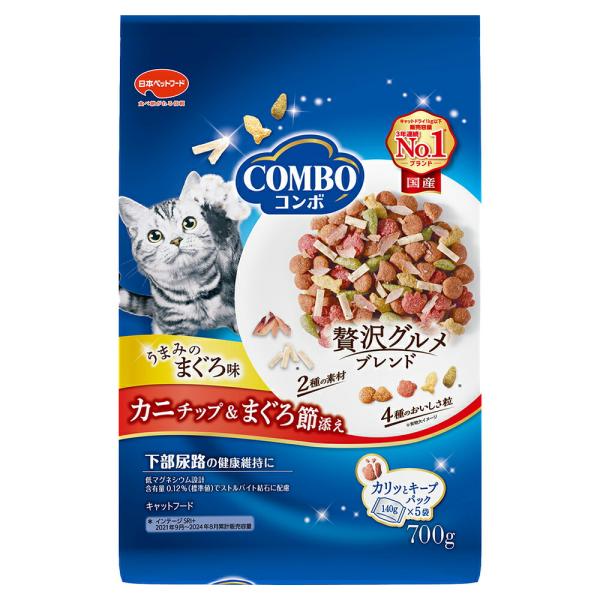 キャットフード　コンボ　キャット　まぐろ味・カニチップ・まぐろ節添え　７００ｇ（１４０ｇ×５袋）