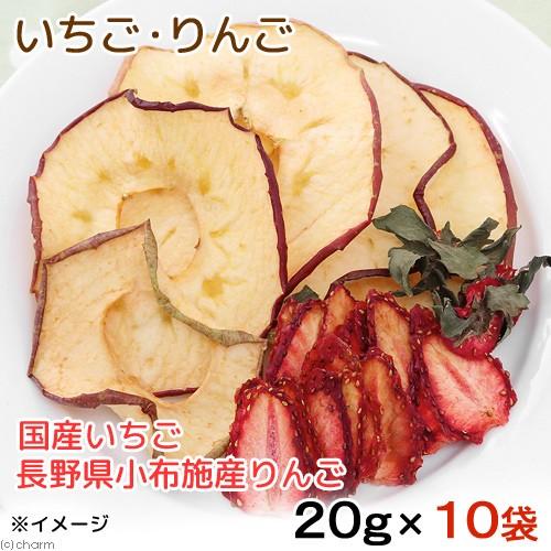 １０袋セット　国産いちご＆長野県小布施産りんご　２０ｇ×１０袋