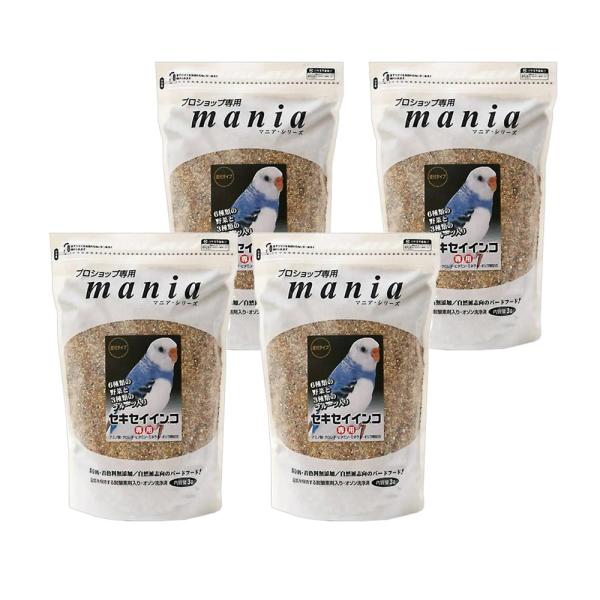黒瀬ペットフード　ｍａｎｉａ　セキセイインコ　３Ｌ×４　鳥　フード　エサ　餌　皮つき　皮付　プロショ...