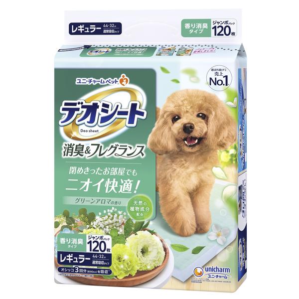 ペットシーツ　デオシート　消臭＆フレグランス　グリーンアロマの香り　レギュラー　１２０枚