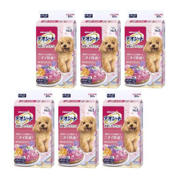 ペットシーツ　デオシート　消臭＆フレグランス　フローラルシャボンの香り　レギュラー　８０枚×６