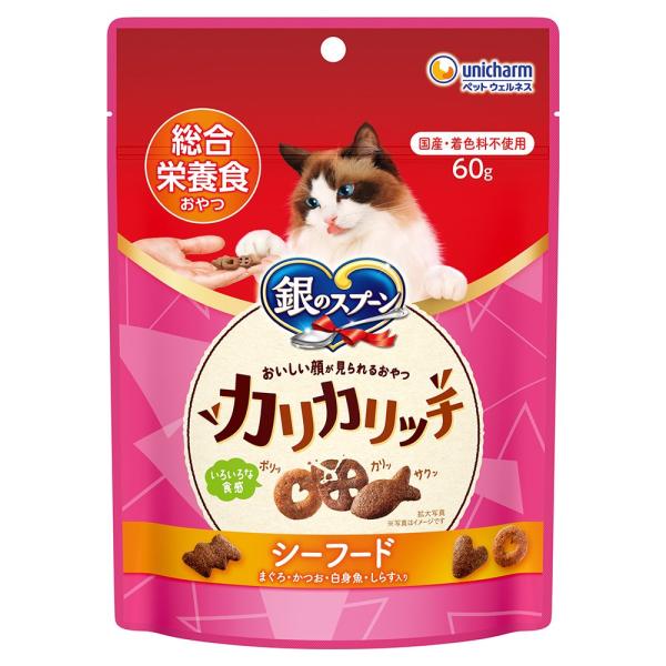 銀のスプーン　おいしい顔が見られるおやつ　カリカリッチ　総合栄養食　シーフード　６０ｇ